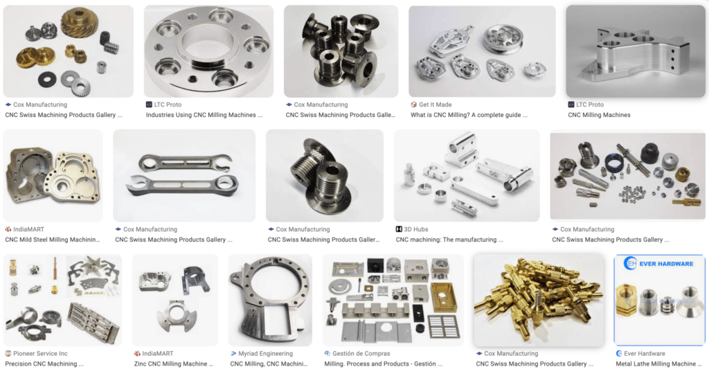 Products manufactured by CNC milling machines